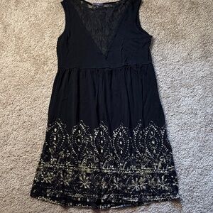 Chic Black Embroidered Midi Dress